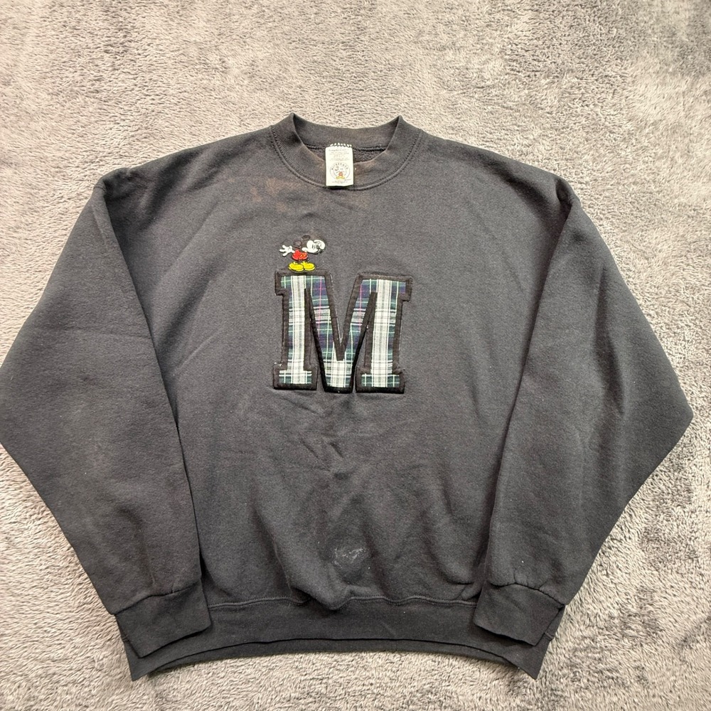Vintage 90s Mickey Mouse Sweatshirt Faded Crew Neck M Logo Mens XL Fleece